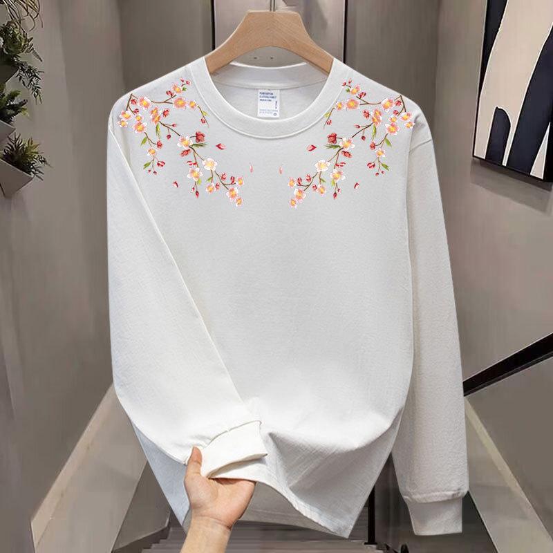 American Trendy Brand Pure Cotton T-Shirt Men'S Bottoming Shirt Long-Sleeved Trendy Autumn And Winter Men'S And Women'S Crew Neck Sweater