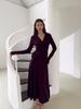 2025 Women's V-Neck Cardigan & Long Dress Set - Autumn/Winter European Style