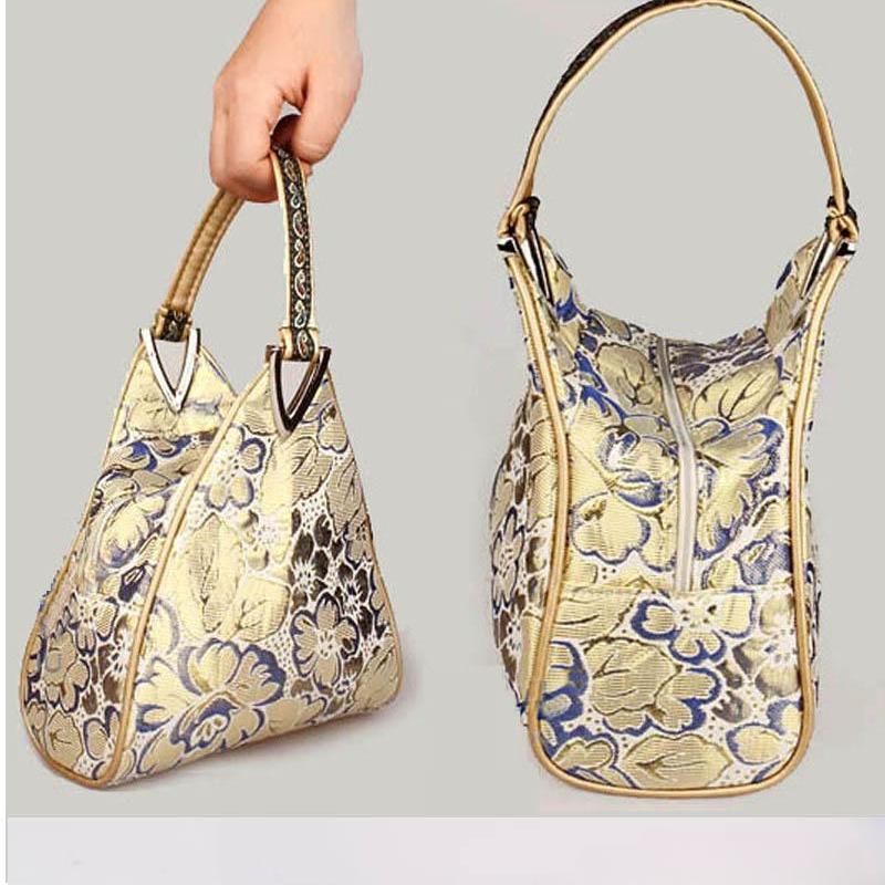 Flowers Embroidery Handbags Women Small Bag Shopper Purse Handbag Triangle Bag Mother Day Clutch Handy Bags One Handle Bags Mini