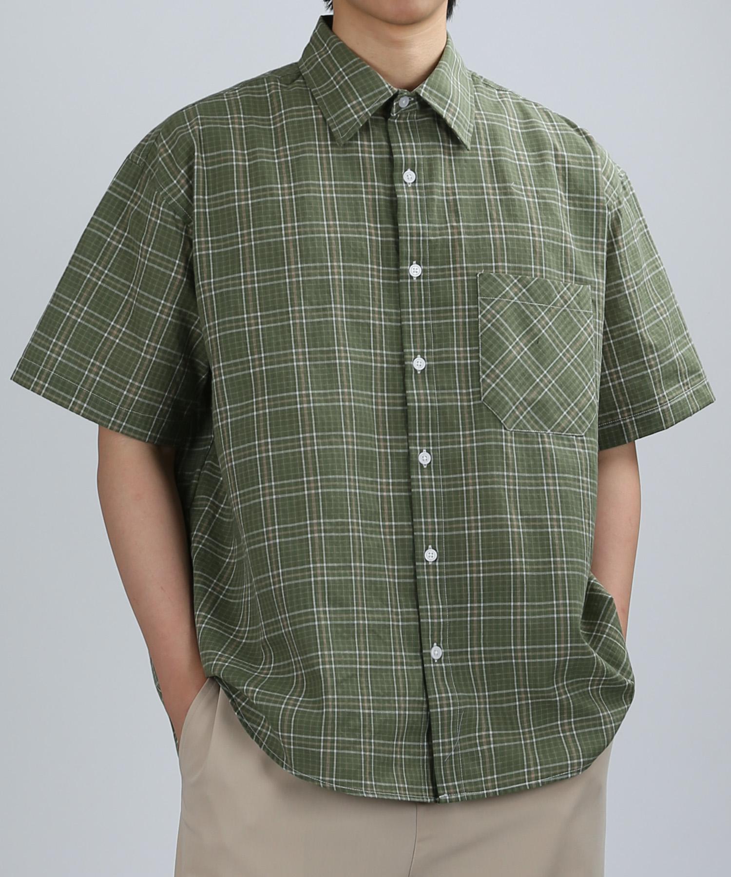 Johnny West Golf Check Half Shirt (Fair Green) 48