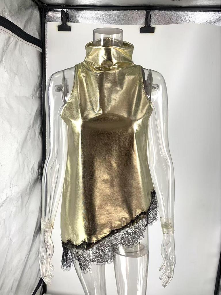 2026 New Fashion Sexy Sleeveless Women's Lace Trim Vest - European and American Style