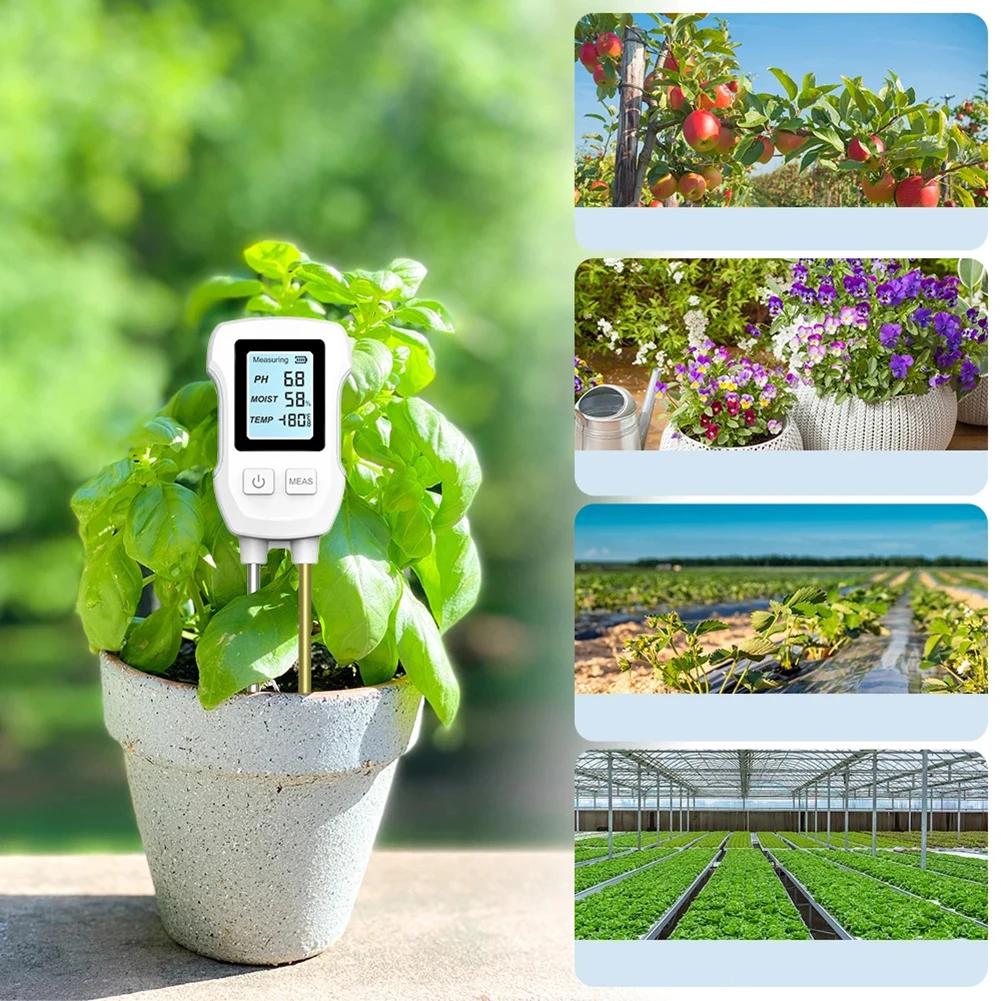3 In1 Soil PH Tester LCD Screen Plant Temperature Environment Humidity Meter Soil Hygrometer Sensor Indoor & Outdoor Plants Use