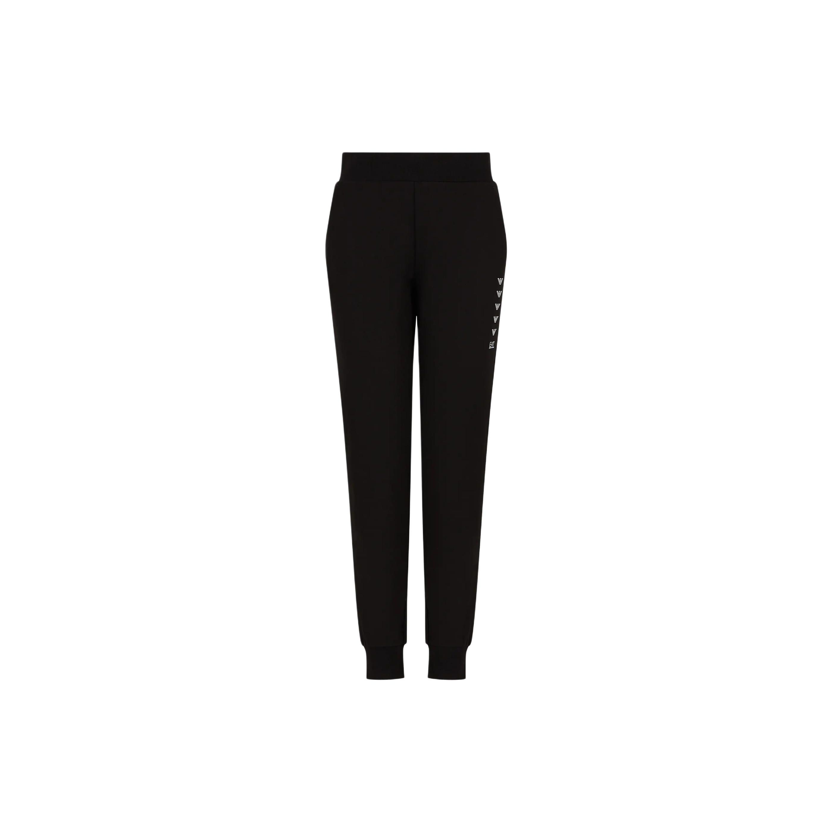 Emporio Armani EA7 SS24 Letter Logo Print Elastic Waist Cuffed Casual Pants Women bottoms Black 3DTP67-TJTHZ-1200 S