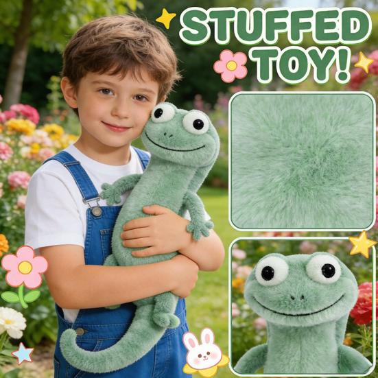 Plush Green Lizard Toy Huggable Stuffed Standing Lizard Plushie Simulation Animal Doll Home