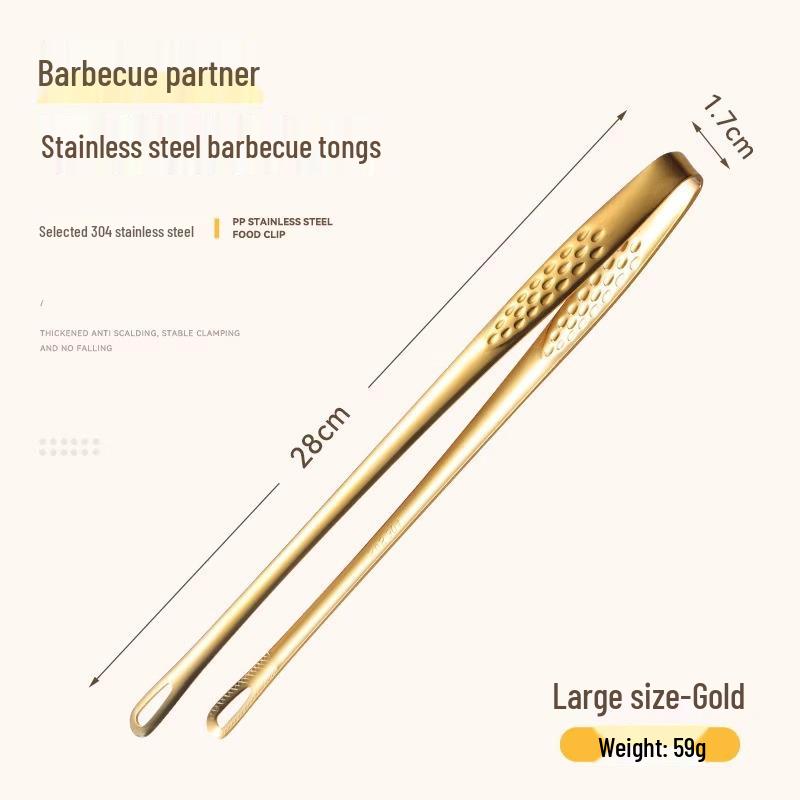 304 Stainless Steel Barbecue Tongs for Korean BBQ, Kitchen, and Buffet