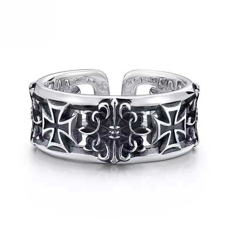 1Pcs Bague Homme Rings Cross Figure Para Hombres  Vintage Y2k Anel Punk Gothic Couple Ring Adjustable Nuevo En Anill