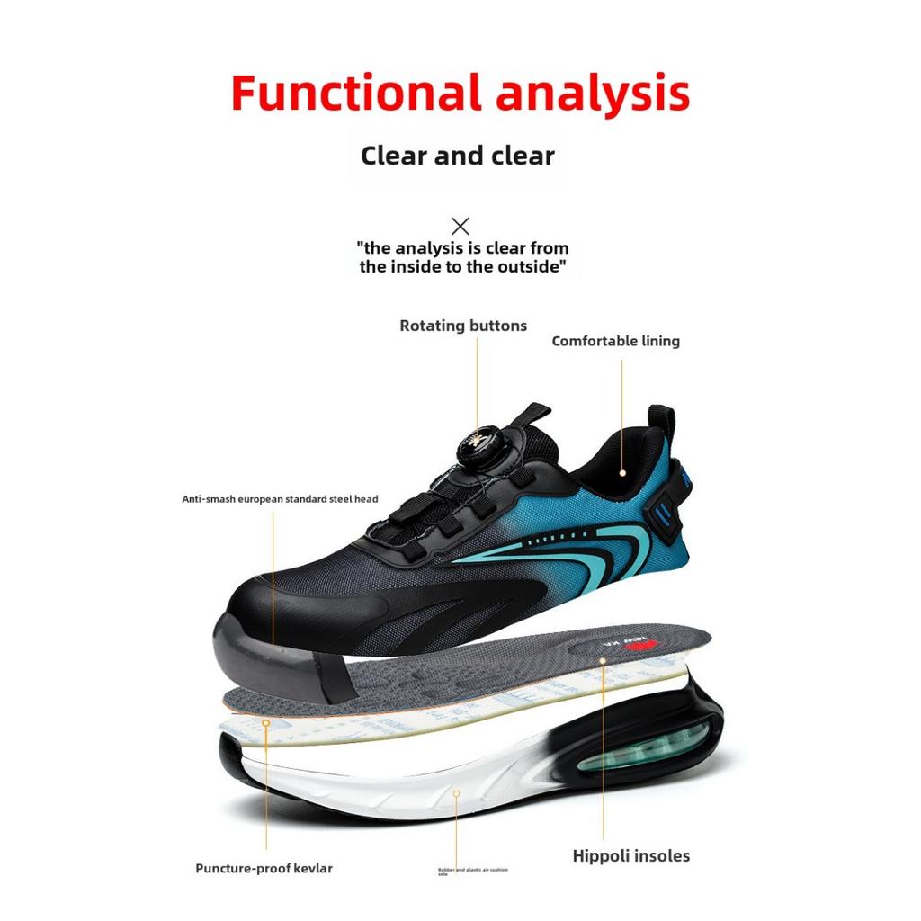 Schwarze Arbeitsschuhe, Herren Anti-Quetsch Anti-Durchstich, Rutschfest Geruchsneutral Arbeitsschutzschuhe, Sicherheitsschutz Anti-Quetsch Herrenschuhe
