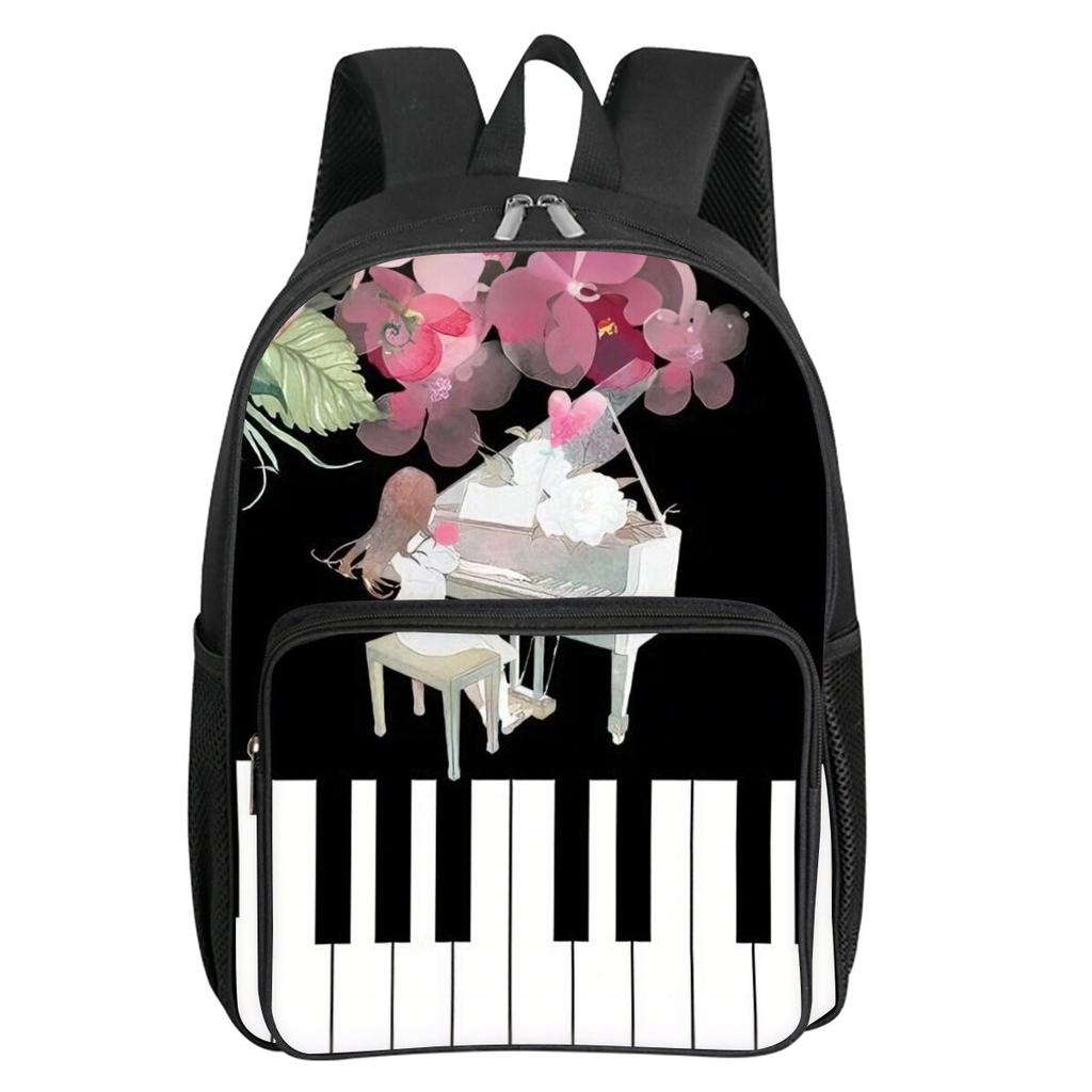 Muzieknoot Print Vierkante Voorvak Rugzak Rits Grote Capaciteit voor Jongens/Meisjes Beste Cadeau 2D Cartoon Kinderen Schooltas