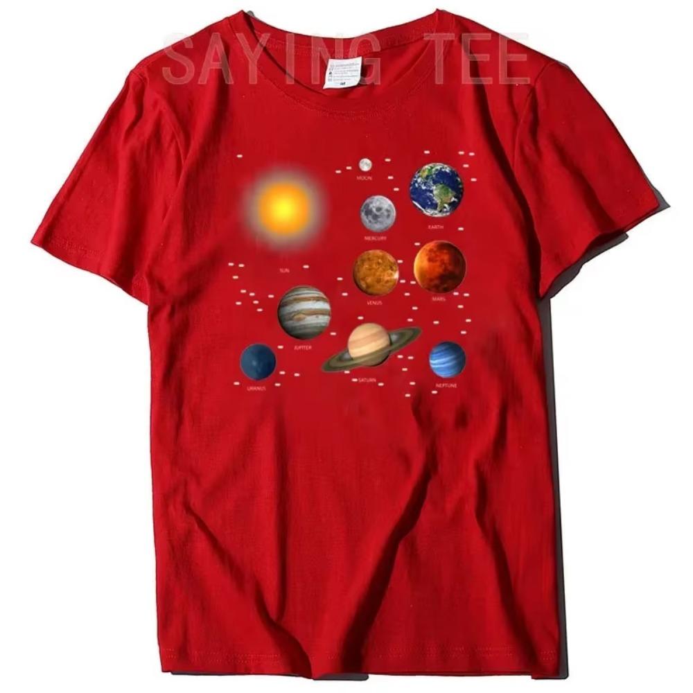Our Solar System, Science Education T-Shirt Space Lover Graphic Tee Top Astronomy Outfits Short Sleeve Blouses Hobbies Gift Idea