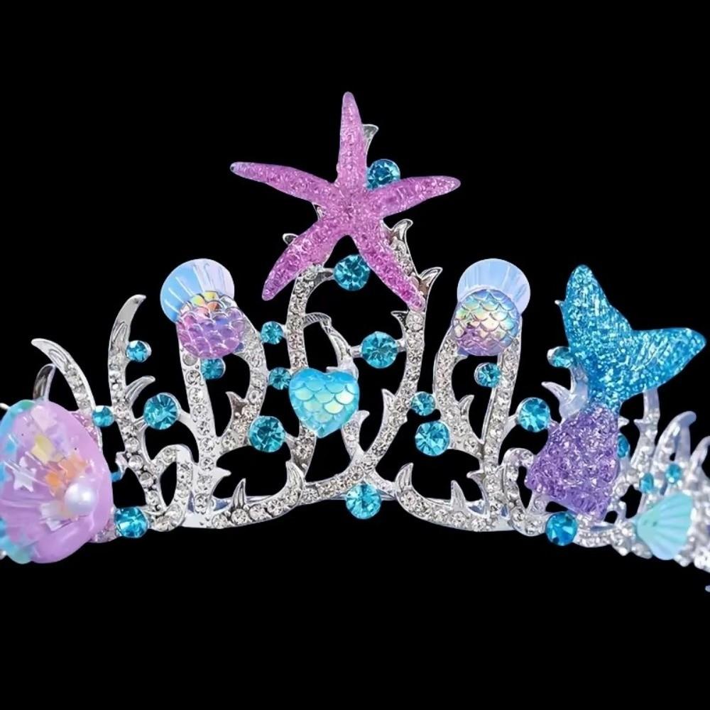 Tiaras Crystal Shell Mermaid Sea Star Crown Tiara Headband  Bride Wedding Hair Accessories