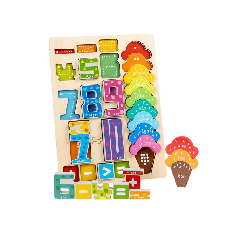 Kids' Wooden Number Puzzle and Large Building Blocks – Early Learning Toy