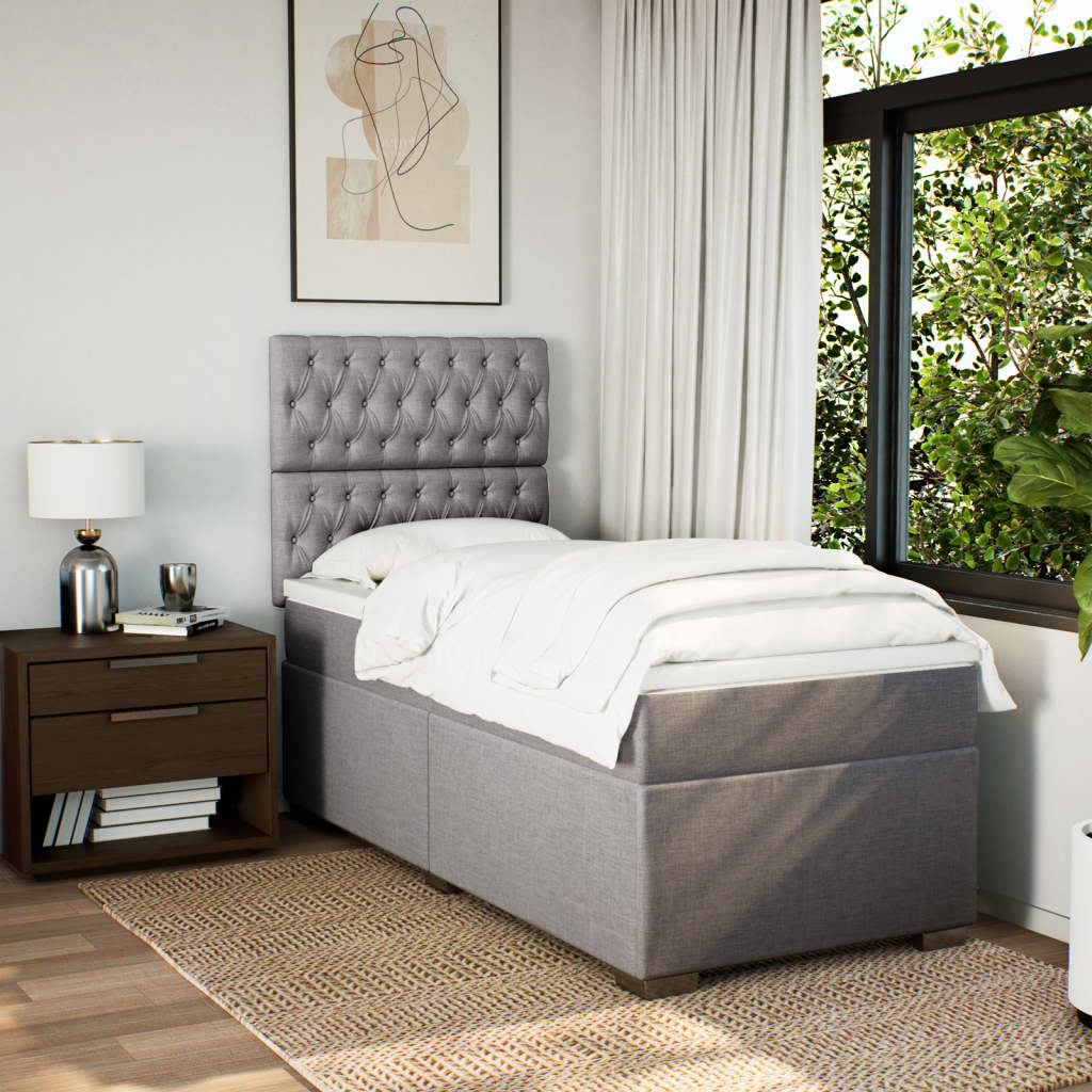 Vidaxl Letto Continentale Con Materasso, Taupe, Tessuto, 90X200 Cm