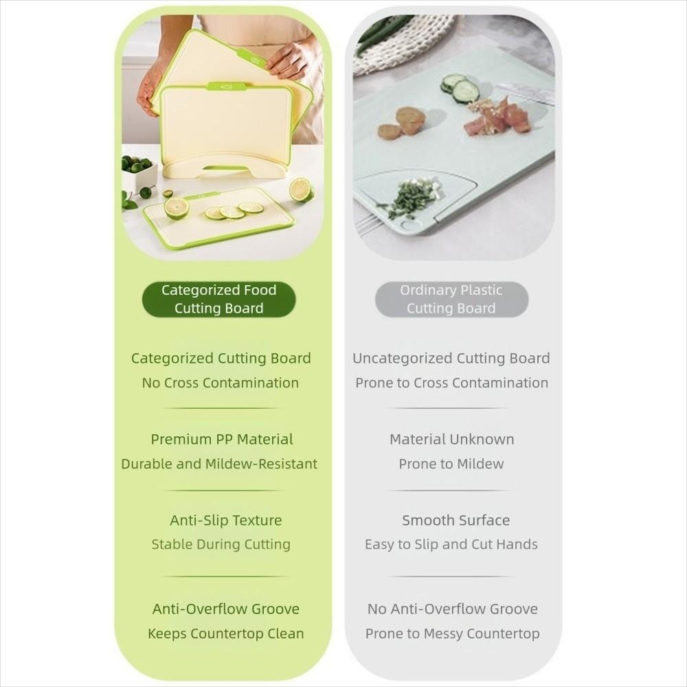 3Pcs Multi-Purpose Cutting Board Non-Slip with Storage Stand Chopping Board Double Sides Plastic Vegetable Cutting Board