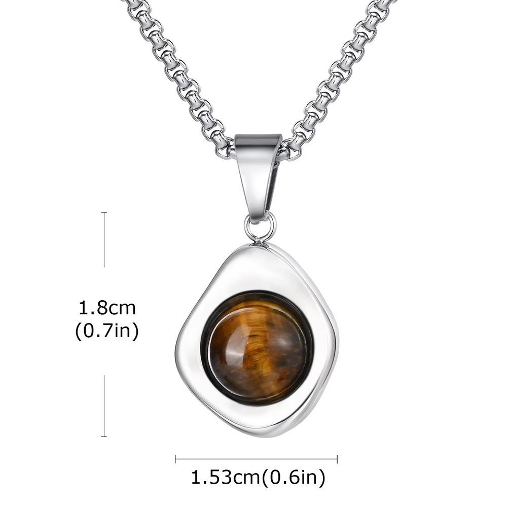 

Vnox Tiger Eye Stone Irregular Pendant Neckalce for Men, Waterproof Stainless Steel Natural Stone Necklaces, Anniversary Gifts 60cm