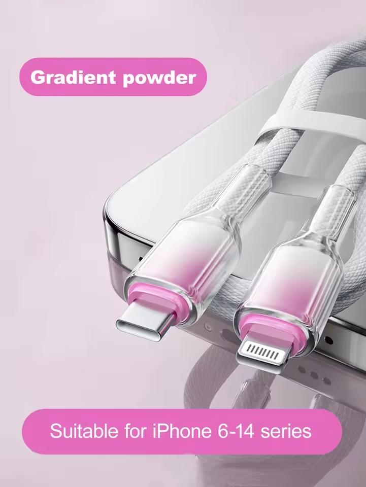 

Кабель USB C PD 27 Вт для iPhone 14 13 12 11 Pro Max Xs 8 Plus iPad Провод 3A Кабель для быстрой зарядки Кабель для передачи данных Type C для iPhone 1.5M розовый