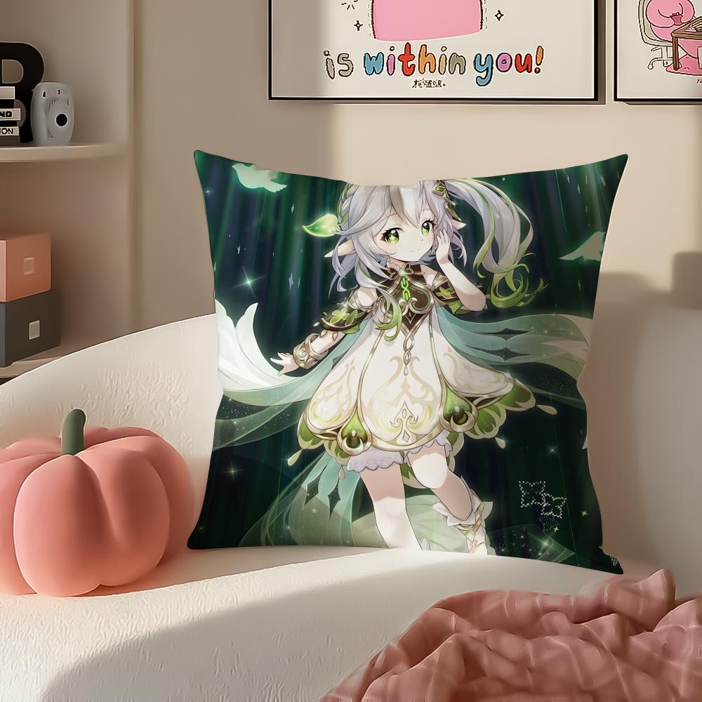 Genshin Nahida Cushion Cover Pillowcase Short Plush Invisible zipper Room Sofa Cushion Cover