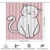 White Cat Bathroom Shower Curtain With Pink Background Perfect Decoration For Your Bathtub Area (Search Keyword: White Cat Showe