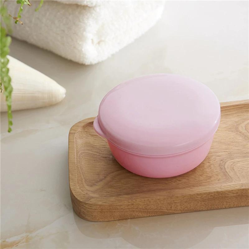 Soap Box Bathroom Accessories Portable Sealed Soap Case Round Shape Soap Holder Travel Supplies Soap Dish for Bathroom Hand Soap