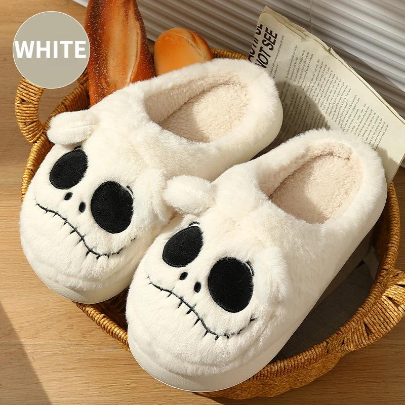 Autumn and Winter Women's Cotton Slippers 2024 New Home Floor Cotton Shoes Warm and Anti Slip Skull Head Men's Cotton Slippers