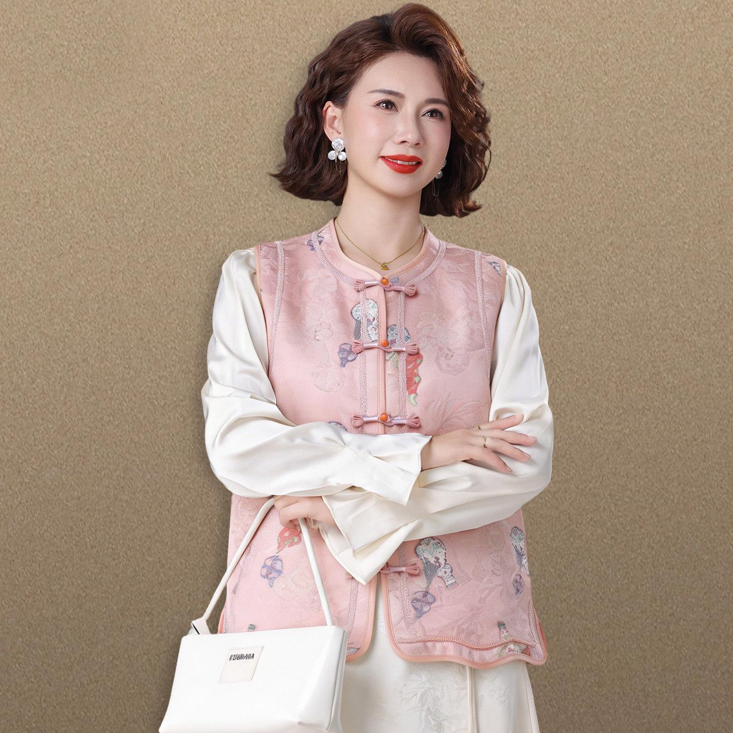 

Chinese Style Spring & Autumn Vest for Mothers 50+ - Elegant Tank Top Cape Jacket XL (recommended 111-125 lbs)