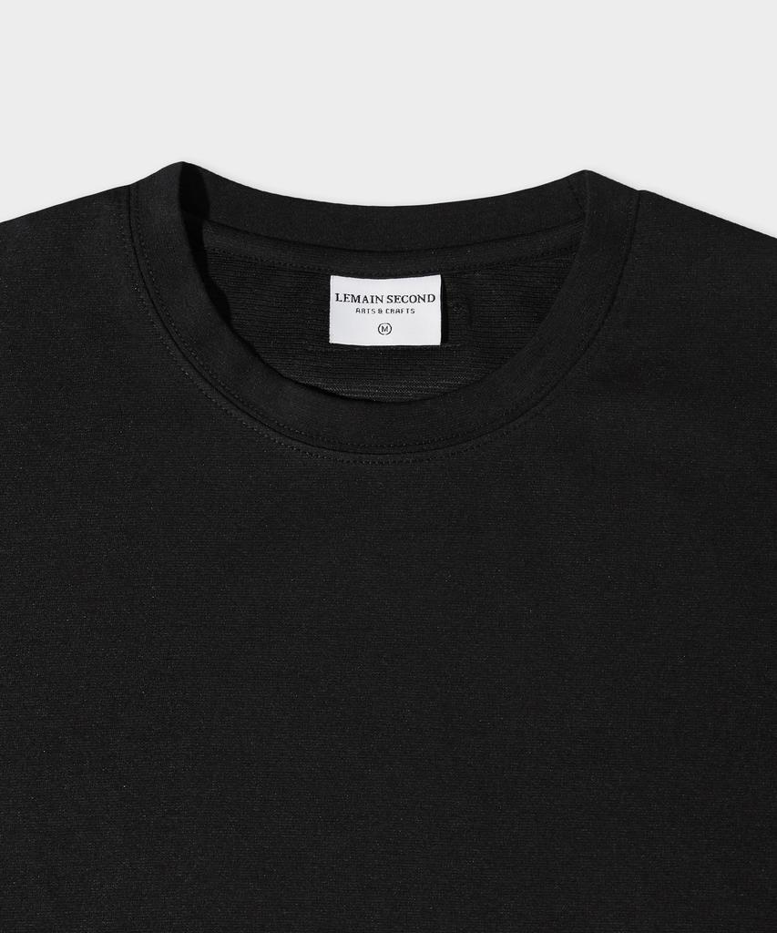 LEMAIN SECOND Semi Crew Neck Muscle Fit Plain Short Sleeve T-Shirt [Black]