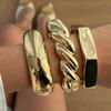 Exaggerated Metal Smooth Thread Stacked Bracelet, Personalized Retro Geometric Hexagonal Mirror Bracelet