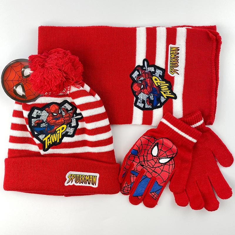 Cozy And Colorful Spider Man Knit Hat Scarf And Gloves Set For Boys Autumn Winter Outdoor Fun