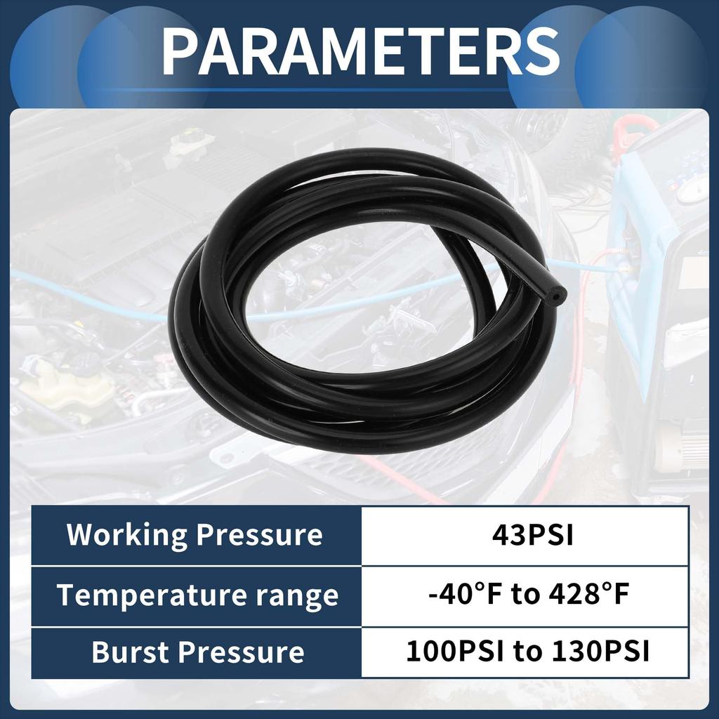 INFINAUTO 5.5FT 1/16" 2mm ID 2.5mm Thick Car Vacuum Line Silicone Black High Temperature Engine Silicone Vacuum Tube Hose