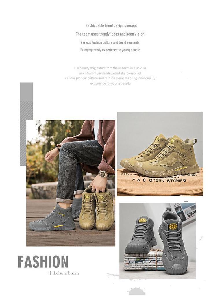 Men's Retro High-Top Work Boots: Dirt-Resistant, Lightweight, and Durable for Autumn/Winter Outdoor Activities.