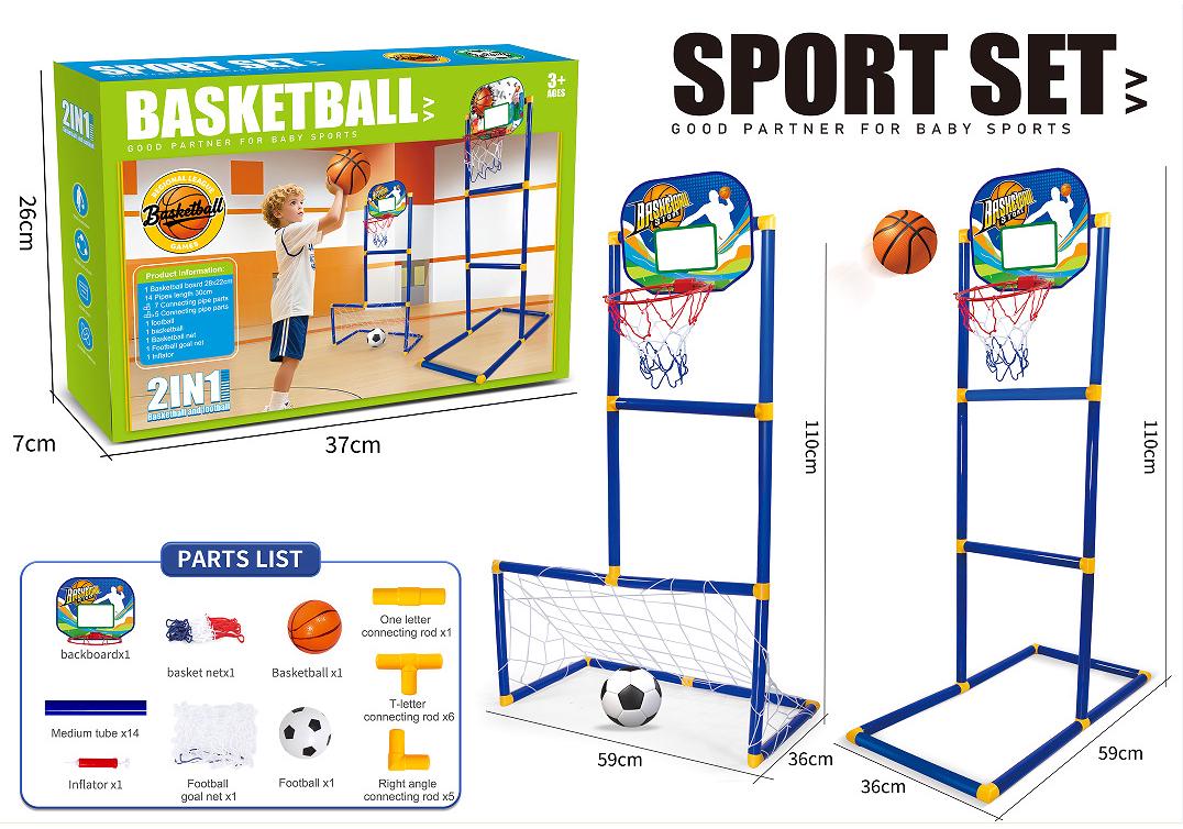 Kids Portable Detachable Basketball Hoop for Indoor/Outdoor Play, Multi-Sport Toy