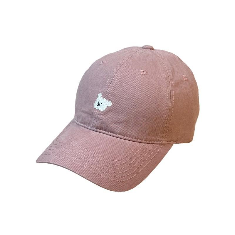 Bear Embroidered Hat Baseball Cap Women's New Four-season Versatile Curved Brim Soft Top Cap Ins