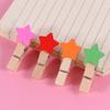HEALLILY 100pcs Mini Wooden Clothespins Star Shape Wall Hanging Photo Clips Picture Pegs Craft Clips with Hemp Rope Mixed Color