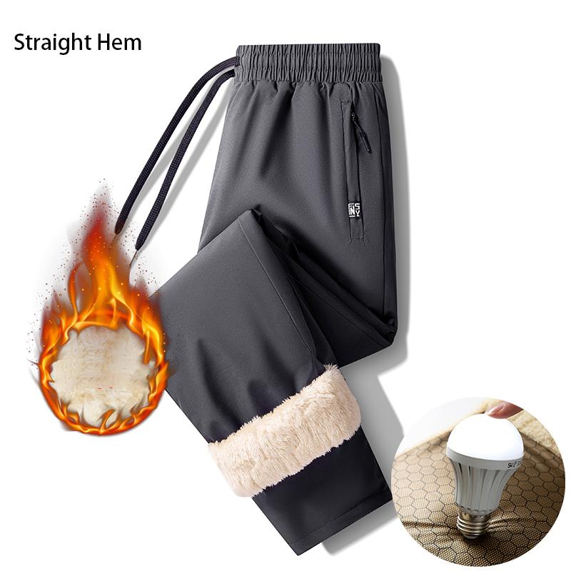Pánské Silné Teplé Kalhoty Podšívka z Fleecu Zimní Kalhoty Pánské Nadměrné Velikosti Volné Joggers Sportovní Oblečení Černá Šedá Ležérní Kalhoty se Stahovací Šňůrkou