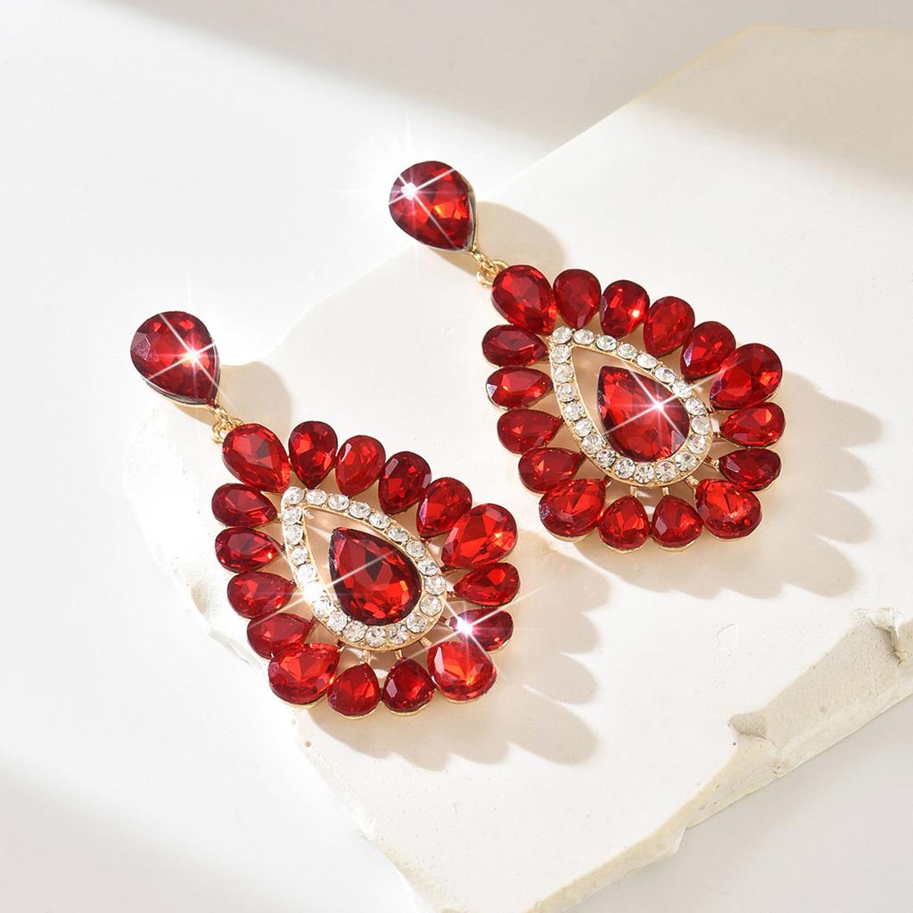 Lange Tropfen-Strassstein-Mode Personalisierte Ohrringe Luxuriöse Retro-Tropfenohrringe Legierung Diamant-Anhänger