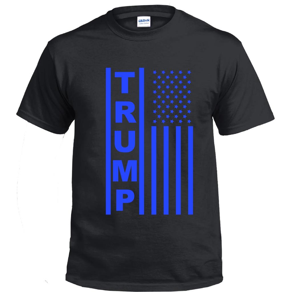 Trump Blue Flag Maga Republican Conservative Political 2020 Black Cotton T-Shirt