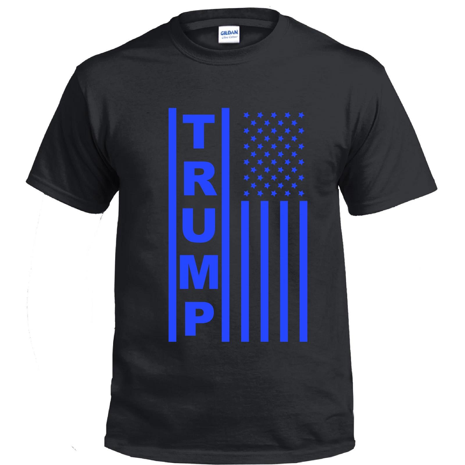Trump Blue Flag Maga Republican Conservative Political 2020 Black Cotton T-Shirt XL