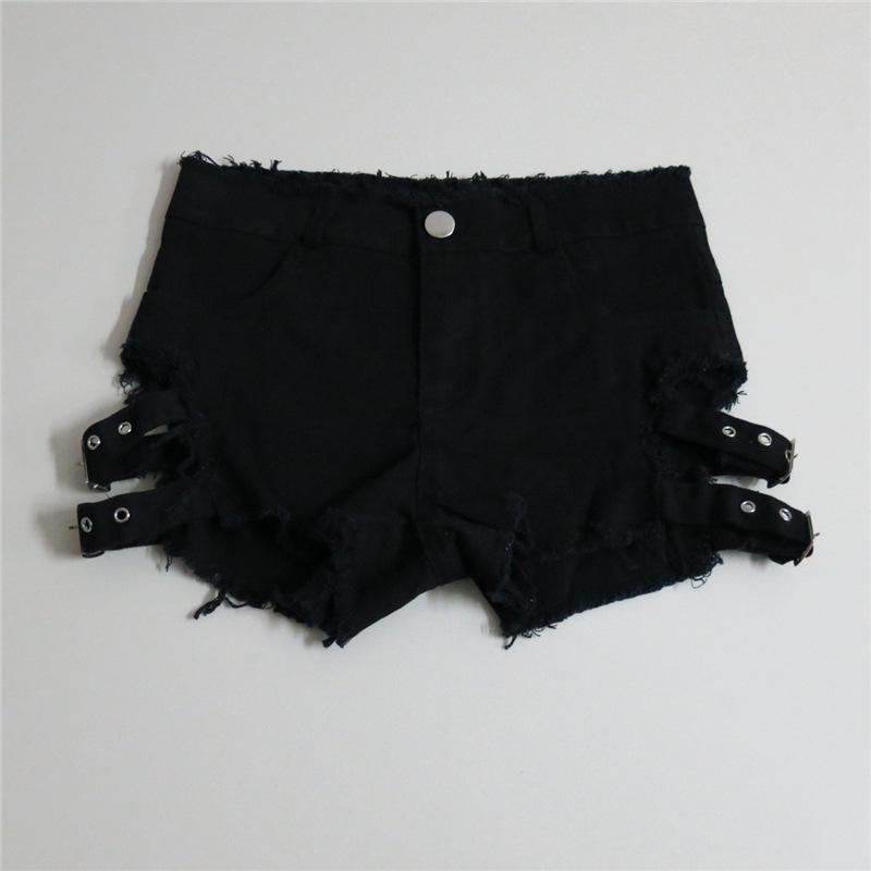 Damen Europäischer Stil High-Waist Zerrissene Jeans-Shorts - Schlankmachend, Sexy Nachtclub-Kleidung