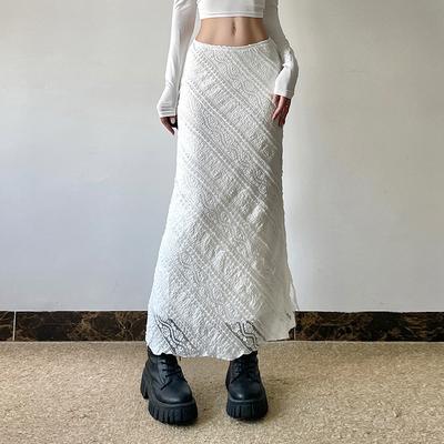 Summer Long Dress Holiday Style Sweet Girl Thin Solid Color Thin Hip Skirt