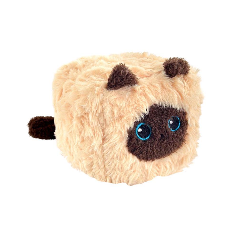 PP Cotton Cat Plush Doll Toy Square Cat Shape Stuffed Cat Toy Siamese Plush Doll Home Decoration