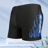 Mens Flame Print Loose Fit Boxer Style Swimming Trunks Quick Dry Nylon Swimwear Pool Beach Surfing