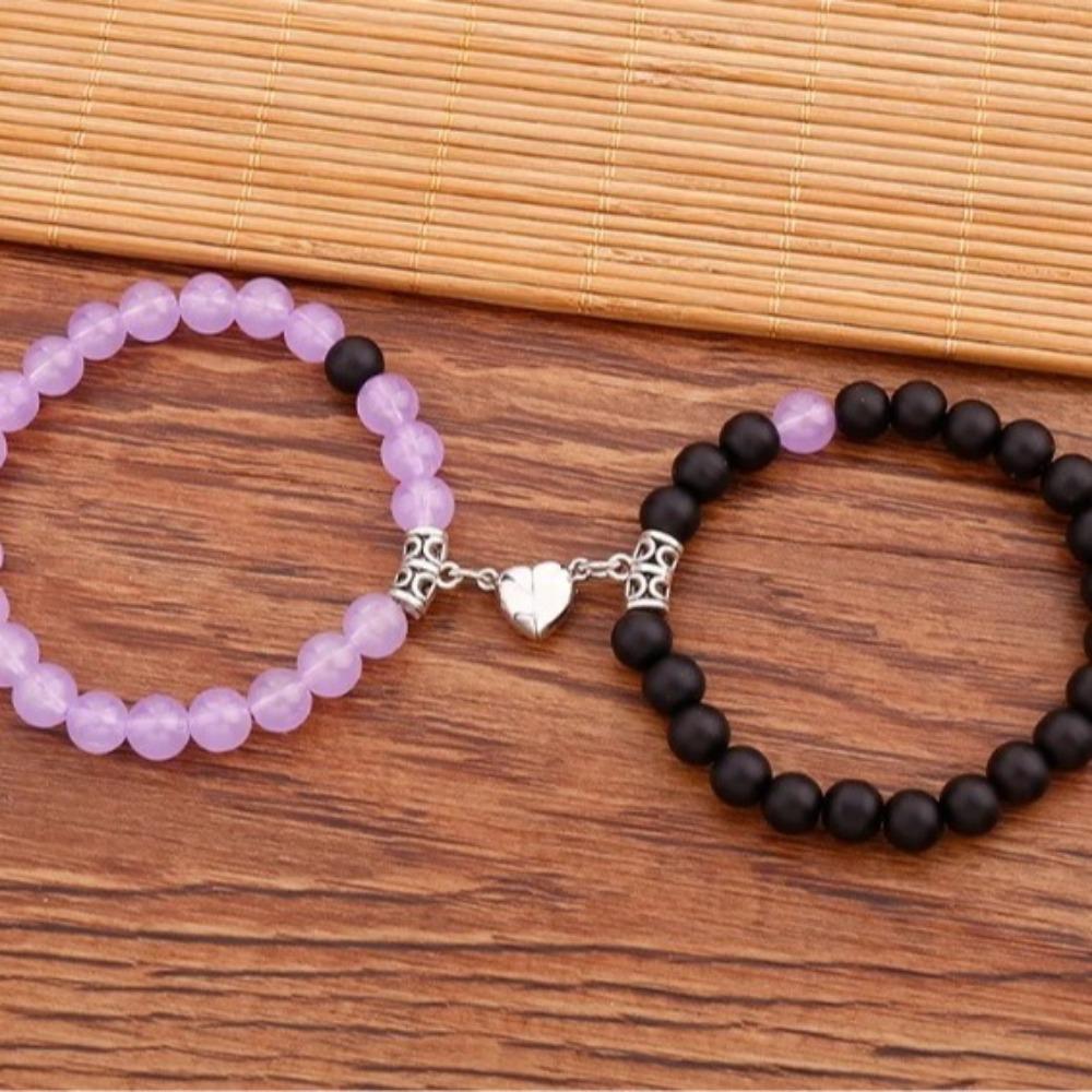 Heart-to-heart Attraction Couple Bracelet Female, Niche Design Sense Magnet Trend Bracelet Set Jewelry Trend
