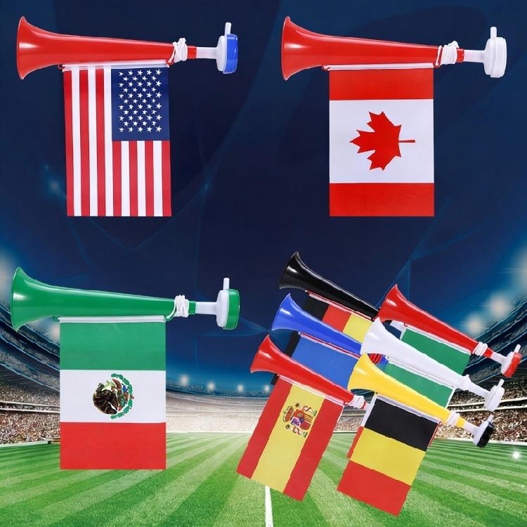 4Pcs/pack Festive Cheering Horns Soccer Event Flag Exciting Addition Toy for Sports Or Birthday Party Sports Game