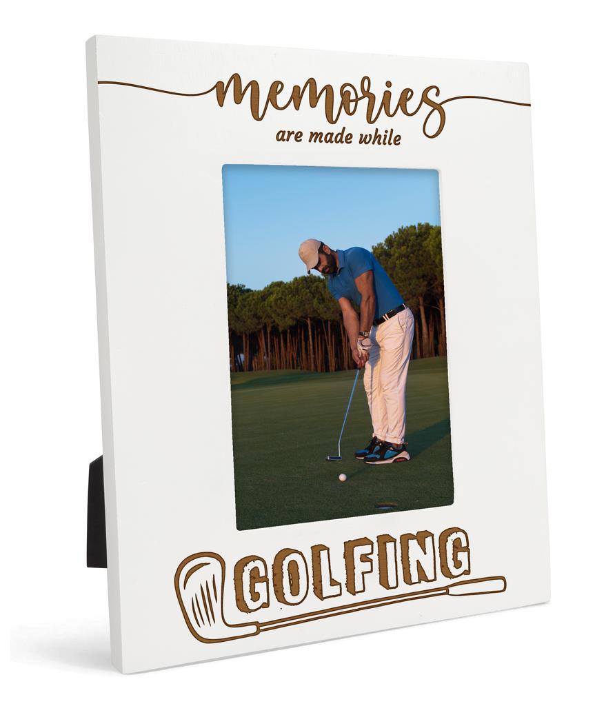 Darling Souvenir Made With Love  Engraved Table Top Photo Frame  Wooden Memories Are Made While Golfing Quotes White Picture Frame