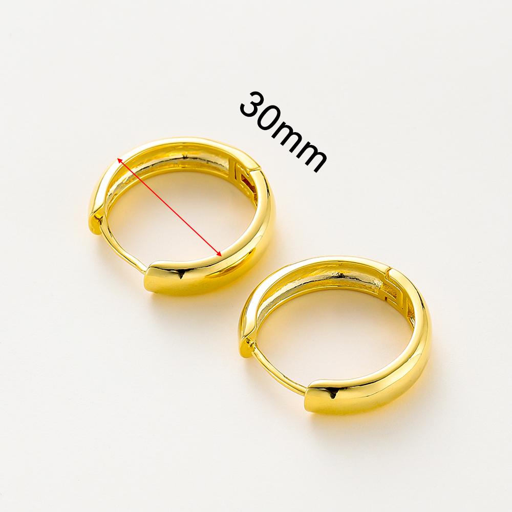 14K 18K Gold Plated Round Circle Gold Plated Hoop Earrings For Women Korean Fashion Ring Earrings Jewelry Accessories