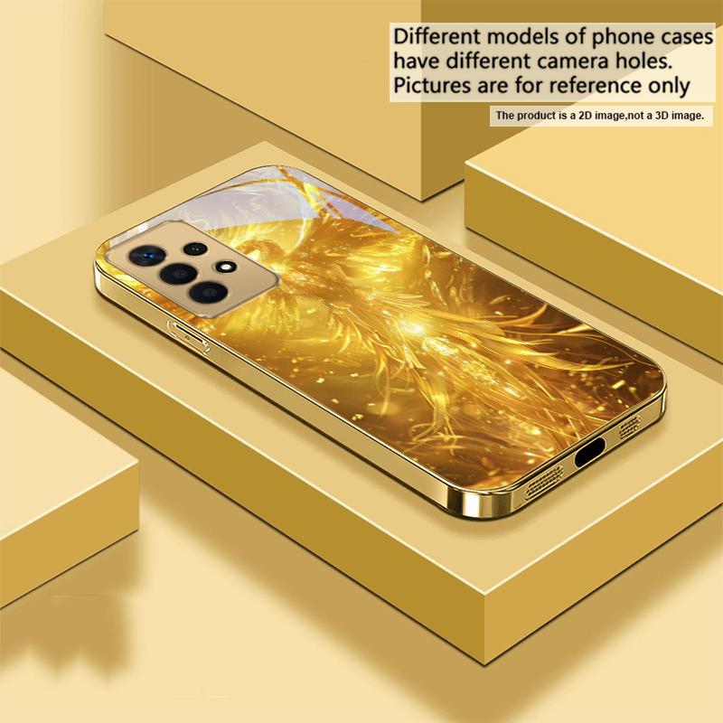 The golden red phoenix For Samsung A 31 32 A33 A34 35 14 A15 13 16 25 26 50 52 53 54 55 56 70 71 72 73 Golden glass phone case