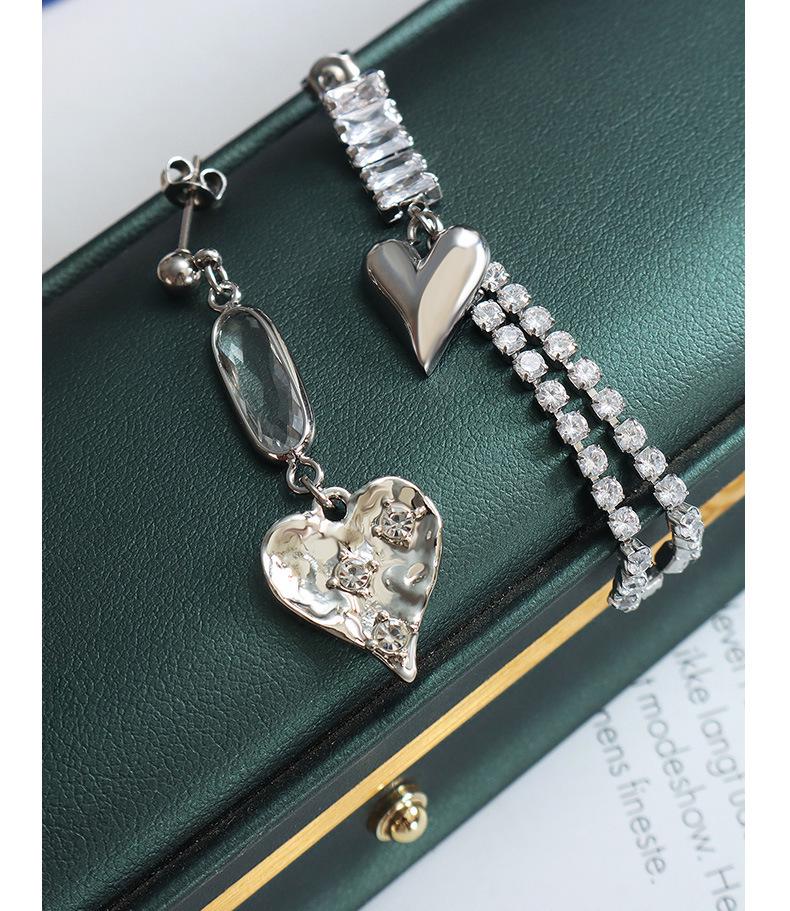 Non-Fading Asymmetrical Zircon Glass Stone Earrings: Fashionable & Versatile European/American Style
