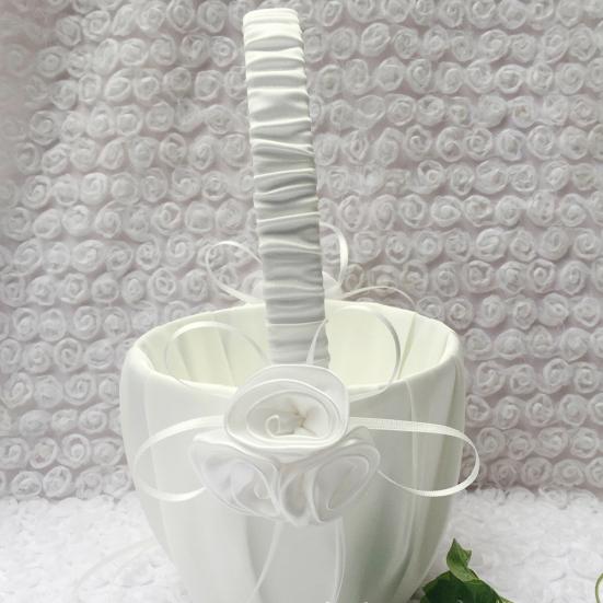 Wedding Bridal Page Boy Ribbon Satin Faux Rose Flower Girl Basket Party Decor