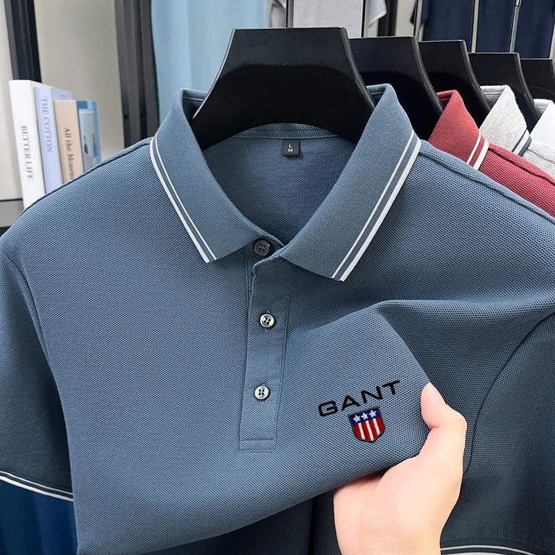 Gant Letní pánská nová vyšívaná volná business casual pohodlná polokošile odvádějící vlhkost z čisté bavlny