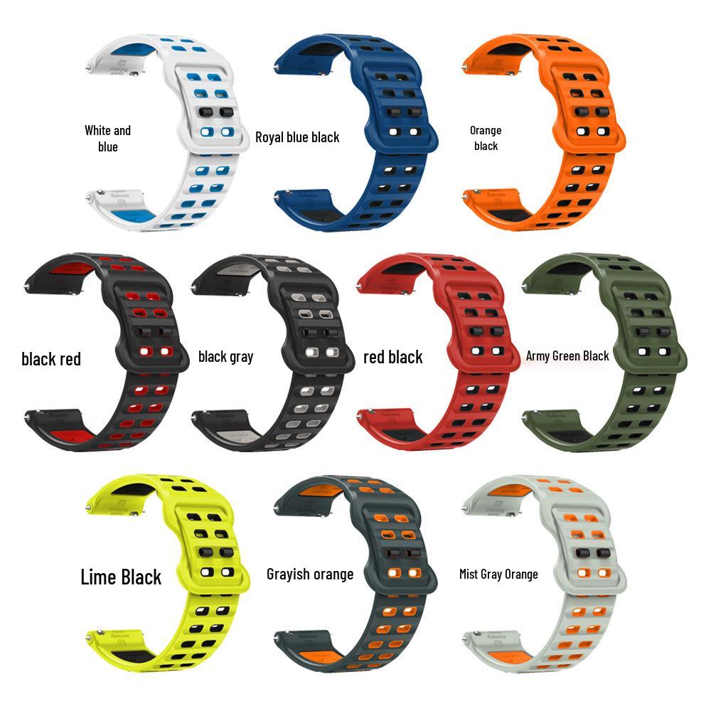 22mm Two-Color Silicone Watch Band for Huawei, Samsung, Garmin, Huami, Coros, Suunto, Xiaomi