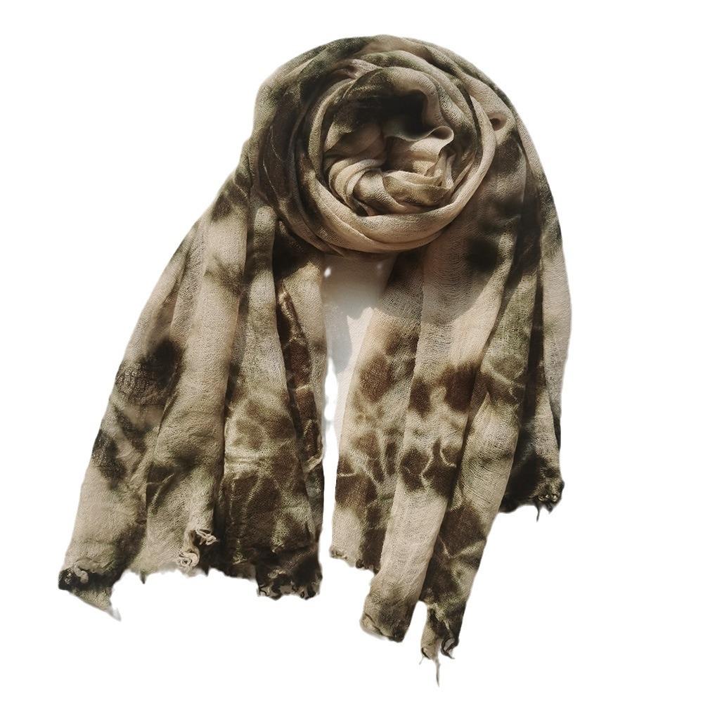Handmade tie dyed wool scarf  retro artistic thin acrylic scarf sun protection and sunshade shawls 100*200cm